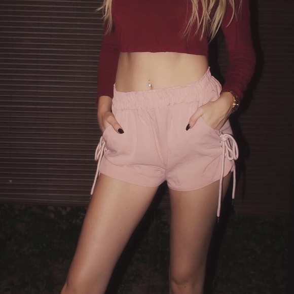Baby pink SideTieShorts - Picture 2 of 3